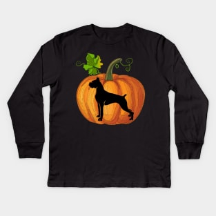 Boxer in pumpkin Kids Long Sleeve T-Shirt